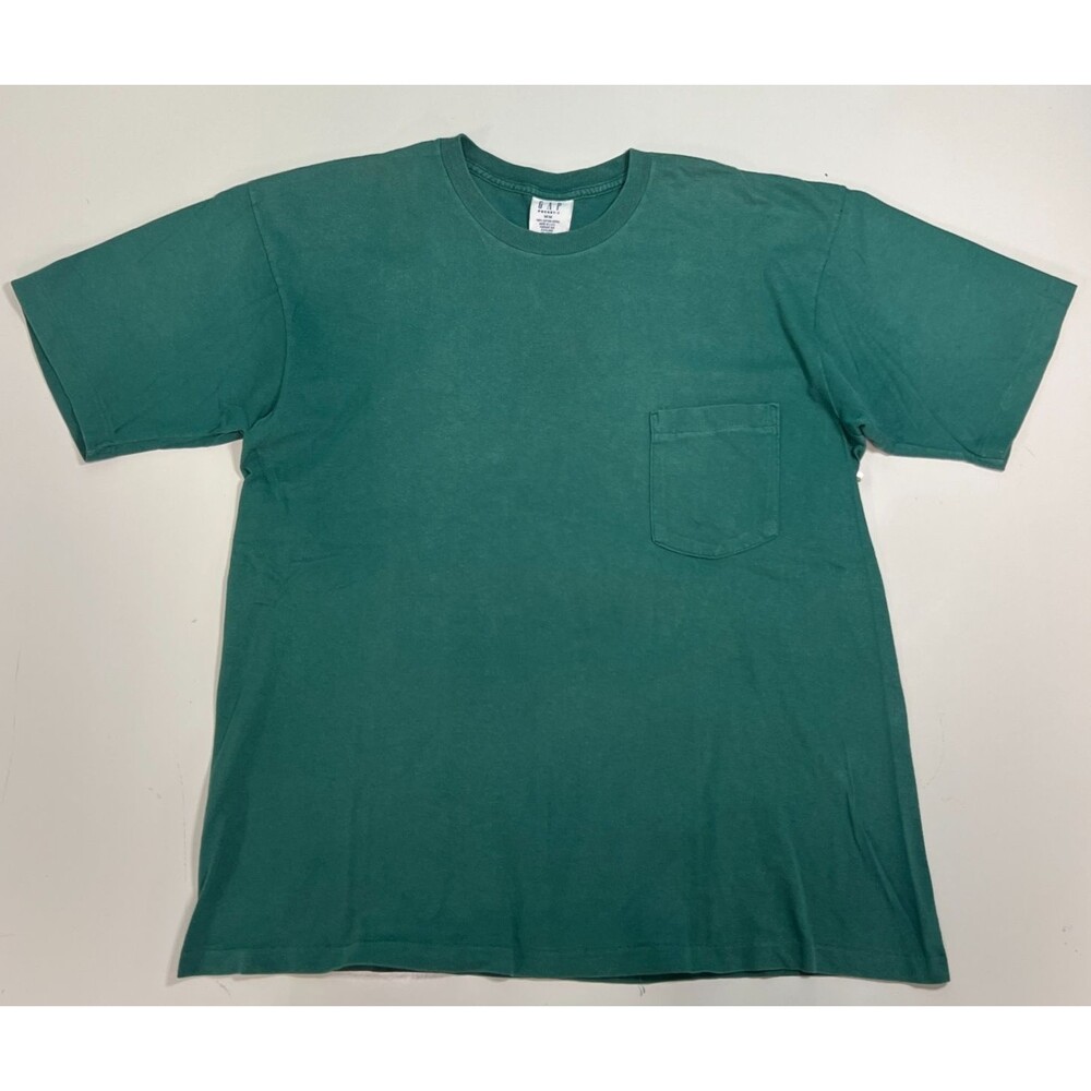 Vintage GAP Pocket T Shirt Faded Green Single Stitch Tee 90s USA Men’s Medium